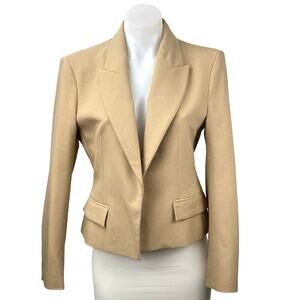 Zara Women's Tan Khaki Long Sleeve Peak Lapel Blazer Coat Suit Jacket Size M